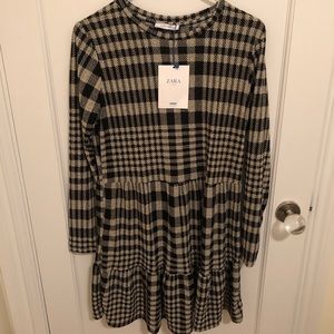 Zara plaid knit mini dress
